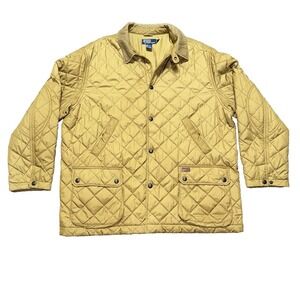 Vintage 90s Polo Ralph Lauren Jacket Mens 2XL Tan Quilted Chore Snap Button Coat